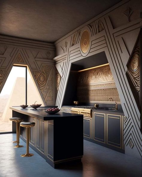 Futurism Architecture, Speakeasy Decor, Ancient Egyptian Architecture, Egyptian Architecture, Bali Furniture, Cottagecore Living, Egyptian Inspired, Classic House Design, Inspired Interiors