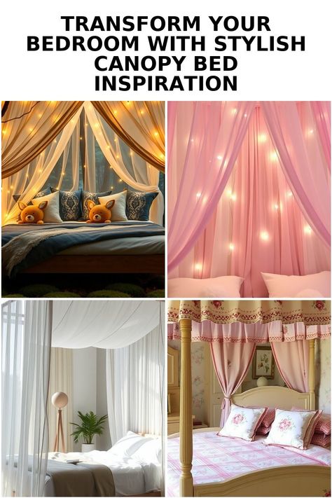 Transform your bedroom into a dreamy sanctuary with these 10 stunning canopy bed ideas. From minimalist designs to opulent drapes, these styles blend ... Curtains At Head Of Bed, Queen Size Canopy Bed Curtains, Canopy Bed With Bookshelf, Floating Bed Canopy, How To Style Canopy Bed, Canopy Diy Bedroom, Cozy Bed Canopy, Canopy Bed Ideas For Adults Diy Bedroom, Faux Canopy Bed Diy