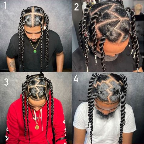 Long Two Strand Twist Men, Box Braids For Men With Long Hair, Jumbo Twists Men, 4 Long Braids, Jumbo Box Braids Men, Men Long Braids, Male Box Braids, 2 Strand Twist Styles Natural Men, 4 Braids For Men