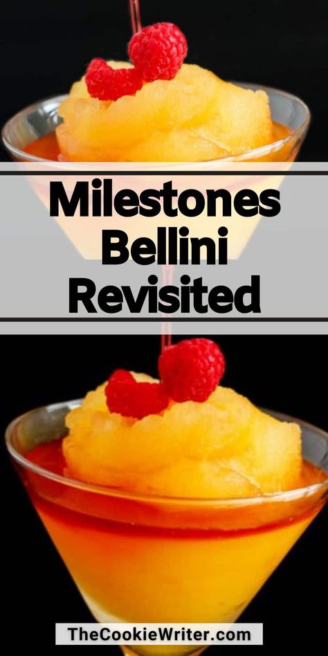 Milestones Bellini Revisited Cactus Club Bellini Recipe, Belini Recipe, Cactus Club, Bellini Recipe, At The Restaurant, Peach Bellini, Ice Cream Machine, Drinks Recipes, Cat Recipes