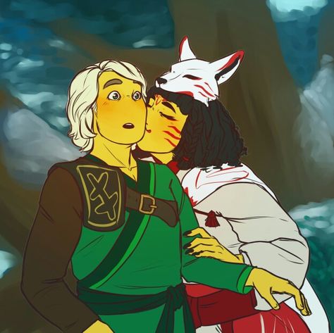 Lloyd x Akita Lloyd And Akita, Lloyd X Akita, Ninjago Ships, Ninjago Lloyd, Lego Ninjago Lloyd, Ninjago Art, Ninjago Fanart, Lego For Kids, Lego Ninjago