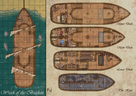 Deepdark Designs Maps, Robert Altbauer on ArtStation at https://www.artstation.com/artwork/r04aJ Dnd Ship, Fantasy Ships, Ship Map, Navi A Vela, Tabletop Rpg Maps, Dnd Maps, Rpg Maps, Pathfinder Rpg, Rpg Map