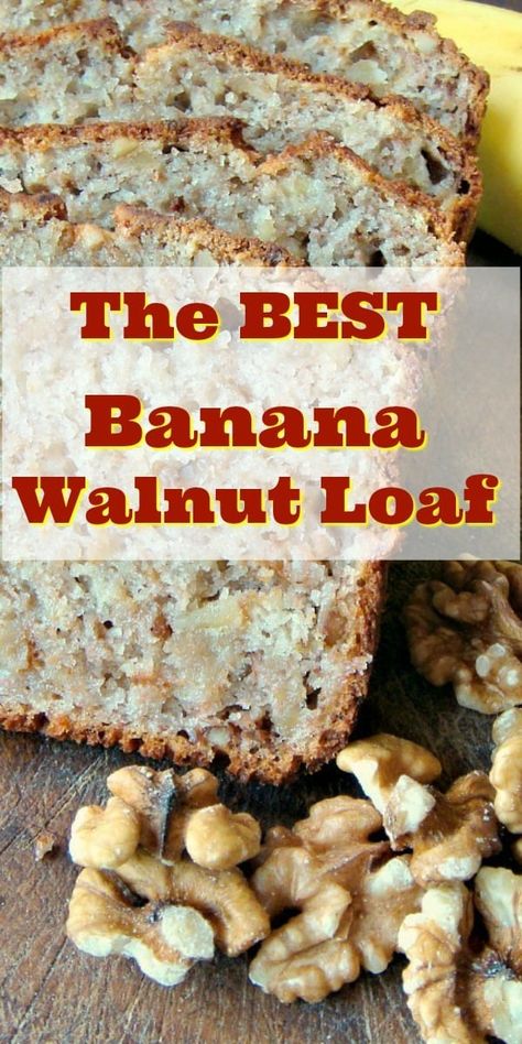 The BEST Banana Walnut Loaf Pound Cake is a super moist, made from scratch recipe with mashed bananas and nuts. Great for breakfast, brunch or dessert. An excellent, easy banana cake Walnut Pound Cake, Loaf Pound Cake, Easy Banana Cake, Banana Walnut Cake, Walnut Loaf, Banana Nut Bread Recipe, Nut Bread Recipe, Banana Walnut Bread, Walnut Recipes