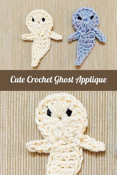 Booooo!!! Here is a Cute and Adorable Crochet Ghost to add to your Halloween Decorations. It’s just perfect for your Halloween decor and also for adding to those little treat bags. Crochet Ghost Applique, Crochet Appliqué, Crochet Ghost, Crochet Appliques, Crafts Diy Projects, Halloween Crochet Patterns, Adorable Crochet, Double Crochet Stitch, Halloween Crochet