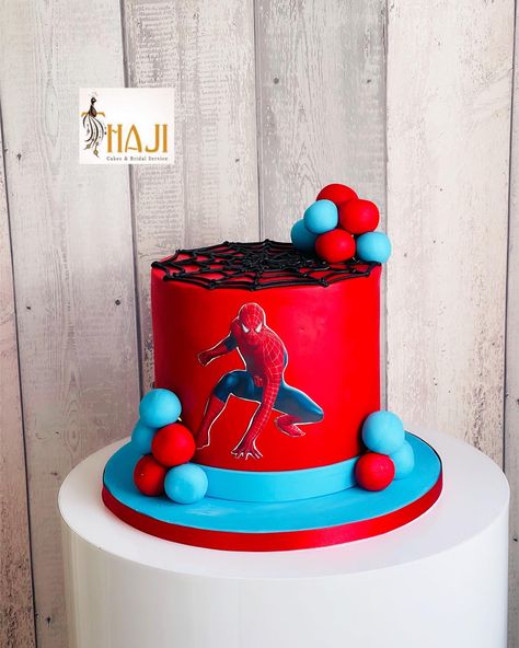 Two Tier Spiderman Cake, Spiderman Cake Without Fondant, Spiderman Tier Cake, Spiderman Cake 2 Tier, Dc Cake, Cartoon Cake Spiderman, Blue Birthday Cakes, Spiderman Birthday Cake, Superhero Birthday Cake