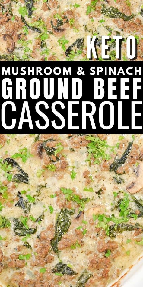 Joes Special Recipe Ground Beef, Keto Sausage Casserole, Low Carb Ground Beef Casserole, Hamburger Spinach Casserole, Keto Mushroom Lasagna, Recipes With Spinach And Mushrooms, Keto Ground Beef And Spinach Recipes, Ground Beef And Spinach Recipes Healthy, Ground Meat And Spinach Recipes