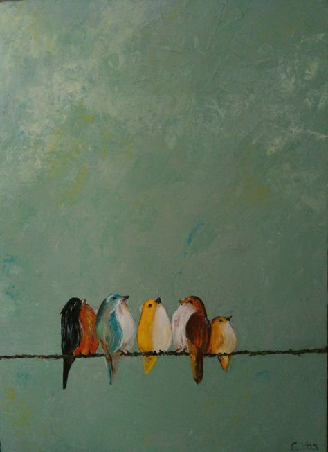 Acrylic Painting Birds Easy, Birds On Wire Painting, How To Paint Birds Acrylics, Acrylic Bird Paintings On Canvas, Easy Bird Painting Acrylics, Bird Painting Easy, Easy Bird Painting, Acrylic Painting Birds, Birds On A Wire Painting