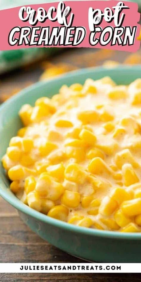 Crock Pot Creamed Corn is a favorite holiday side dish that makes enough to feed a crowd. With only 6 ingredients and two steps to prepare anyone can make this easy side dish. Always the first thing gone at meals! Cream Corn Recipe Crock Pot, Best Creamed Corn, Easy Creamed Corn, Corn Casseroles, Tasty Easy Recipes, Creamed Corn Recipes, Cream Corn, Simple Easy Recipes, Corn Dishes