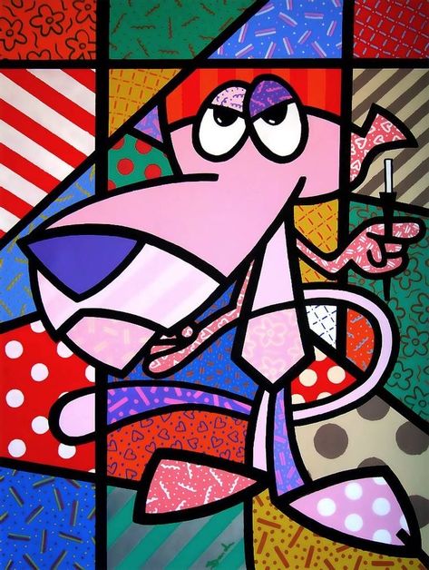 Pop Art Fashion Photography, Romero Britto Art, Britto Art, Pablo Picasso Art, Whimsical Art Paintings, Panther Art, Abstract Face Art, Picasso Art, Flamingo Art