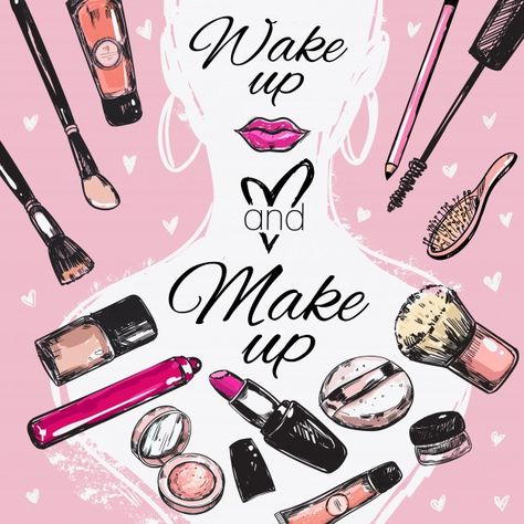 Cosmetic Poster, Makeup Advertisement, Cosmetics Illustration, Makeup Artist Logo Design, Beauty Logo Makeup, Makeup Poster, Cosmetics Advertising, Makeup Logo Design, Make Up Cosmetics