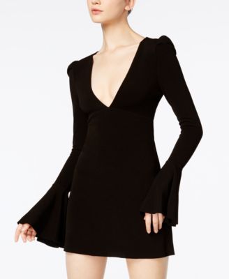 FREE PEOPLE Free People Talk About It Bell-Sleeve Mini Dress. #freepeople #cloth # dresses Black Long Sleeve Mini Dress, Empire Waist Tops, Black Dress With Sleeves, Black Dress Outfits, Grad Dresses, People Talk, Bell Sleeve Dress, Knit Mini Dress, Black Xs