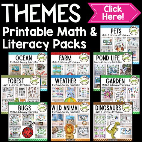 Preschool Themes By Month, Preschool Units Themes, Preschool Monthly Themes, Preschool Weekly Themes, Pre K Lesson Plans, Math Literacy Activities, Pre K Curriculum, Teaching Printables, Kindergarten Prep