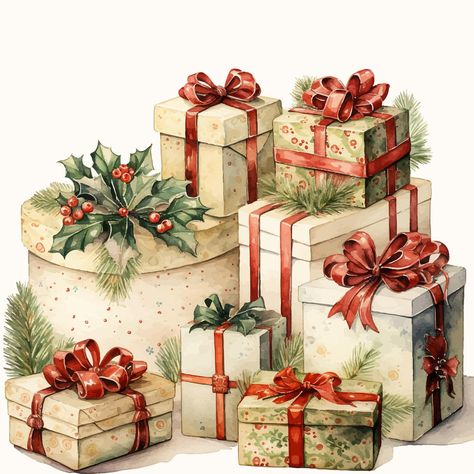 Pictures Of Christmas Presents, Christmas Gifts Illustration, Christmas Boxes Ideas, Holiday Gift Box Ideas, Christmas Textures, Ios18 Emoji, Christmas Gift Drawing, Christmas Illustration Design, Christmas Carol Book