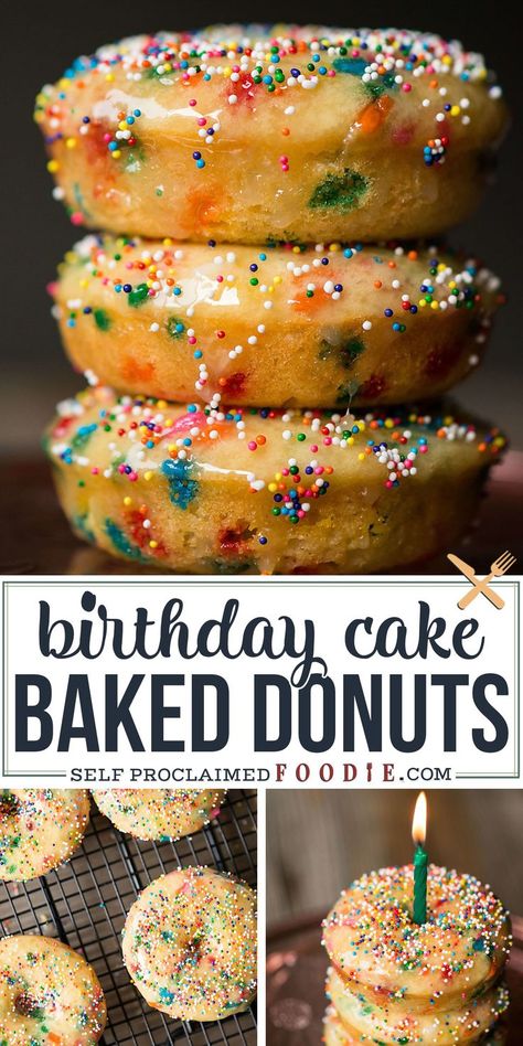 Donut Baked, Cake Donuts Baked, Buttermilk Donuts, Dessert Donut, Cake Donuts Recipe, Homemade Donuts Recipe, Baked Donut Recipes, Birthday Donuts, Homemade Birthday Cakes