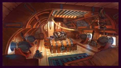 Bilge by Real-SonkeS on DeviantArt Interior Concept Art, Pirate Room, Pirate Boats, Pirate Art, Pirate Life, Wooden Ship, Treasure Planet, Interior Concept, Interior Design Art