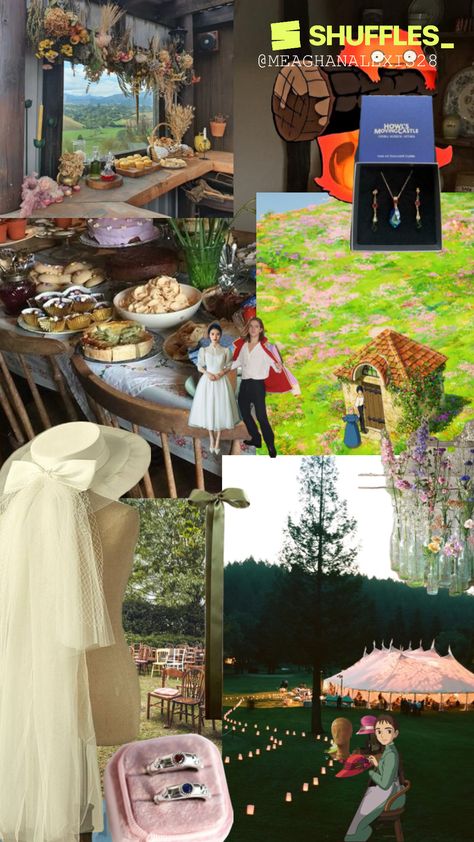 Created by meaghanalexis28 on Shuffles Howls Moving Castle Wedding, Kingdom Hearts Wedding, Dark Forest Wedding, Howl's Moving Castle Aesthetic, Forest Themes, Howl Moving Castle, Castle Party, Castle Decor, Castle Aesthetic