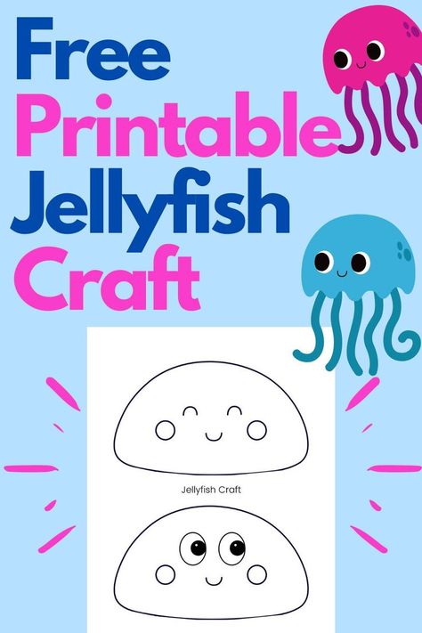 free jellyfish craft for kids - paper jellyfish with yarn tentacles Jellyfish Counting Craft, Jellyfish Craft Kindergarten, Jelly Fish Preschool Craft, Jellyfish Activity Preschool, Sea Animal Crafts For Preschool Free Printable, Jelly Fish Template Free Printable, Easy Jellyfish Craft, J Is For Jellyfish Craft, Jellyfish Printable Template