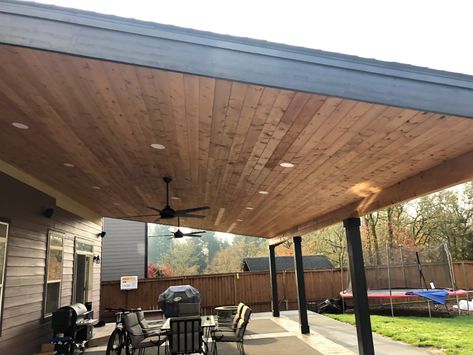 Tongue And Groove Porch, Patio Ceilings, Patio Overhang Ideas, Patio Ceiling Ideas, Groove Ceiling, Patio Ceiling, Building A Carport, Covered Patio Design, Covered Back Patio