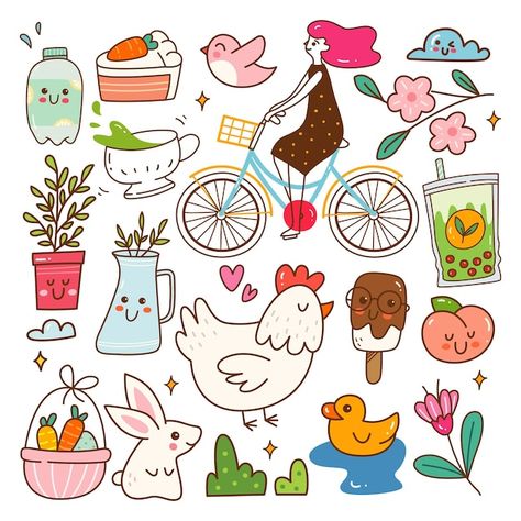 Earth Day Illustration, Doodles Kawaii, Kawaii Doodle, Doodle Vector, Day Illustration, Drawing Stuff, Handmade Jewelry Tutorials, Cute Kawaii Drawings, Kawaii Doodles