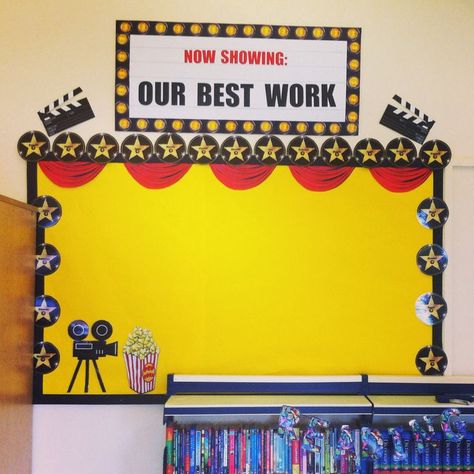 Hollywood Theme Classroom | My Hollywood themed classroom display Hollywood Classroom, Hollywood Theme Classroom, Theatre Classroom, Stars Classroom, Clutter Free Classroom, Class Displays, Classroom Board, Class Theme, Hollywood Theme