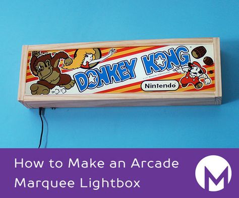 Old school arcade games are back! Learn how to make a marquee lightbox and bring your favorite game to any room!Don't know a lot about wood-working? Neither do I! I made this to help me learn!If anyone is a wood-shop expert, feel free to give some tips! Old School Arcade, Old School Arcade Games, Arcade Marquee, Art Geek, Starburst Mirror, Arcade Cabinet, Link Zelda, Fire Emblem Awakening, Retro Arcade