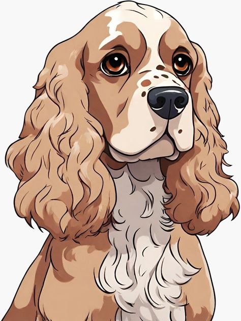 Cocker Spaniel Cartoon Drawing, Cocker Spaniel Dog Drawing, Cocker Spaniel Brown And White, Drawing Cocker Spaniel, Cocker Spaniel Cartoon, Cocker Spaniel Drawing, Cocker Spaniel Illustration, Cocker Spaniel Art, Cute Cocker Spaniel