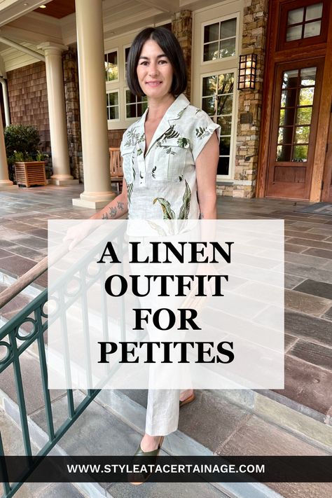 Elevate your style with this subtle linen outfit for petites, perfect for a day or evening out. With its breathable fabric and chic design, this linen outfit is sure to become a staple in your wardrobe this season. In this post, Kelly shares her top picks from Anthropologie, making it easier for petite women over 40 to find fashionable and comfortable clothing online. Check it out! Petite Summer Outfits, Outfit For Petite Women, Outfits For Petite, Linen Outfit, Linen Pants Outfit, Style At A Certain Age, Linen Drawstring Pants, Daily Fashion Inspiration, 50 And Fabulous