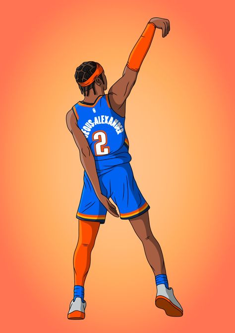 Shai Alexander, Nba Anime Wallpaper, Shai Gilgeous Alexander Wallpaper, Shai Gilgeous Alexander, Westbrook Wallpapers, Shai Gilgeous Alexander Basketball, Okc Thunder Wallpapers, Nba Illustration Digital Art, Thunder Nba