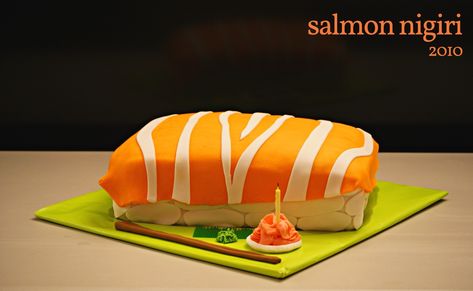 Salmon Nigiri, Sushi Boat, Sister's Birthday, Rice Grain, Sister Birthday, Fondant Cake, Look On, Worth It, Vancouver