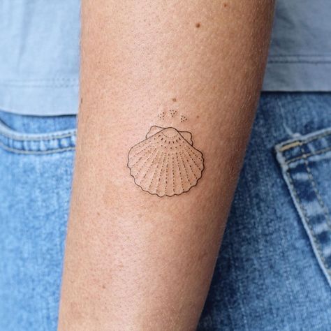 Scallop Tattoo Shells, Delicate Shell Tattoo, Cockle Shell Tattoo, Shell Stick And Poke, Mini Seashell Tattoo, Ocean Stick And Poke Tattoo, Pink Seashell Tattoo, Dainty Seashell Tattoo, Ocean Eyes Tattoo