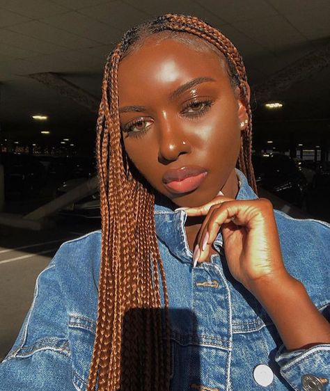 Dark/brownskin Baddies Daily 🤎 on Instagram: “@sophietoure🤎” Cinnamon Braids For Black Women, Braid Colors, Brown Box Braids, Brown Braids, Color Braids, Colored Box Braids, Cinnamon Hair, Blonde Box Braids, Big Box Braids Hairstyles