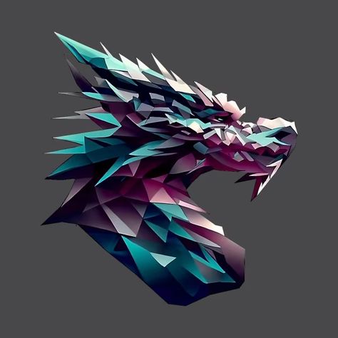 Dragon - polygonal art - Dragon - T-Shirt | TeePublic Geometric Dragon, Polygonal Art, Geometric Art Animal, Art Dragon, Polygon Art, Fire Tattoo, Dragon Head, Dragon Design, Dragon Art