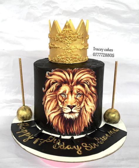 Birthday Cake Wine, Lion Birthday Cake, Cake Frosting Designs, Big Birthday Cake, Lion Cake, Birthday Cake For Boyfriend, Cake Design For Men, Cake For Him, Cake For Boyfriend