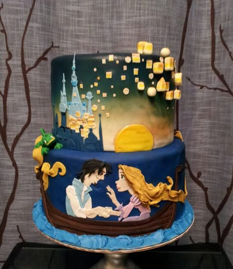 A Birthday cake for a little girl who Loves Tangled!~~Made by  dangirls cakery    ..  https://www.facebook.com/dangirlscakery Tangled Cake, Bolo Rapunzel, Rapunzel Wedding, Rapunzel Cake, Tangled Birthday, Gateaux Cake, Crazy Cakes, Disney Cakes, Princess Cake