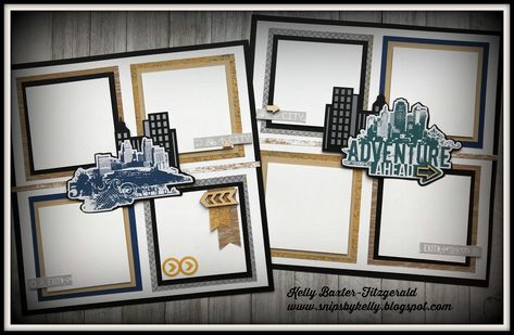 Adventure Scrapbook, Masculine Scrapbook, Winter Scrapbook Layouts, Scrapbooking Layouts Travel, Cruise Scrapbook, Scrapbook Card Ideas, Beautiful Scrapbook Layouts, Workshop Layout, Ctmh Layouts