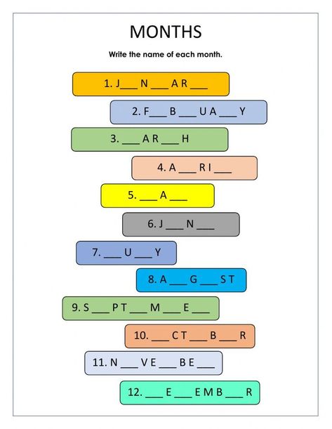 Months - Interactive worksheet | Months in a year, English worksheets for kids, Learning english for kids Month Name Worksheet, Months Of The Year Worksheet For Grade 1, Months In English, Name Of Months, Esl Learning, English Teaching Materials, English Exercises, Learning English For Kids, English Worksheets For Kids