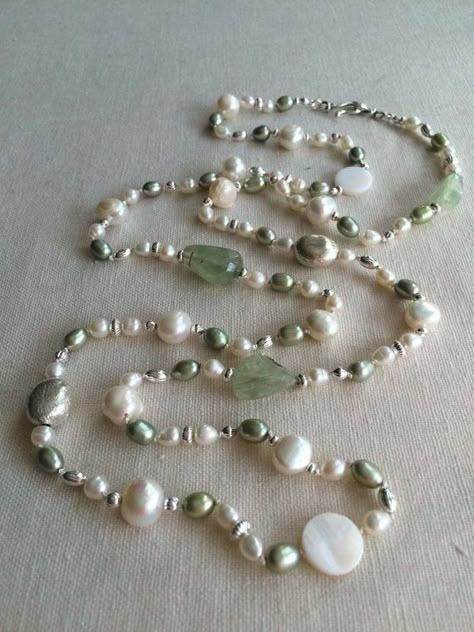 Long Pearl Necklace, Pearl Lariat, Pearl Jewelry Design, Pearl Necklace Designs, Long Pearl Necklaces, Long Beaded Necklace, Green Pearls, Silk Cord, Lifestyle Trends