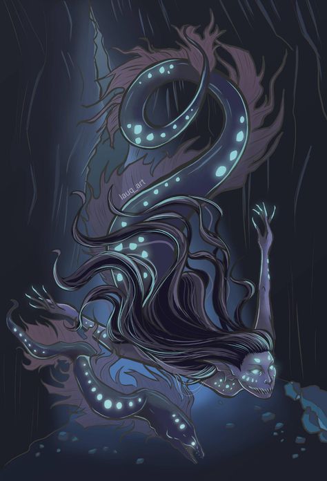 Deep sea mermaid I drew in Clip Studio Paint - Imgur Eel Mermaid Art, Deep Sea Merfolk, Deep Sea Mermaid Art, Anglerfish Mermaid, Deep Sea Creatures Art, Eel Mermaid, Deep Sea Siren, Ocean Reference, Anime Sea