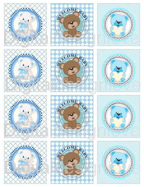 Teddy Bear Cupcake Toppers Brown Bear Cupcake Toppers Baby 938 Teddy Bear Cupcake Toppers, Baby Shower Topper, Teddy Bear Cupcakes, Bear Cupcakes, Baby Shower Cupcake Toppers, Shower Cupcakes, Blue Boy, Baby Shower Cupcakes, Boy Baby Shower