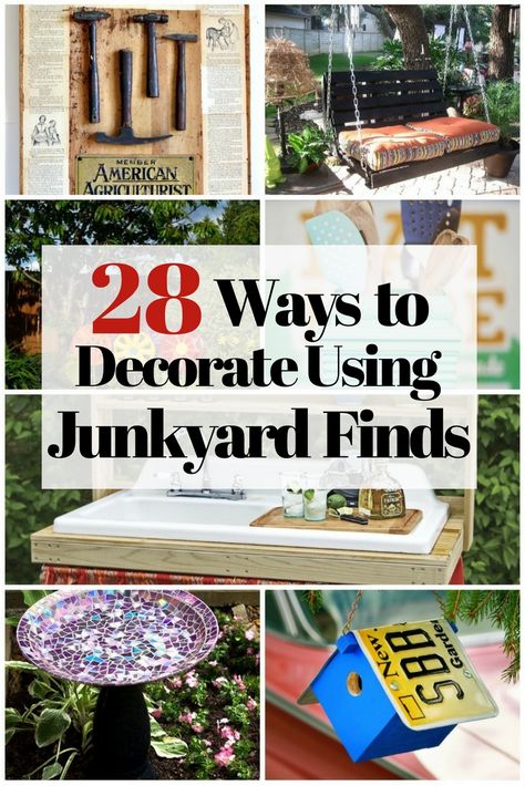 Junkyard finds often make awesome DIY home decors. Scavenged… Funky Junk Interiors Diy, Junk Decor, Reuse Things, Chicken Tips, Repurpose Diy, Creative Upcycling, Repurposed Junk, Diy Recycled Projects, Beautiful Birdhouses