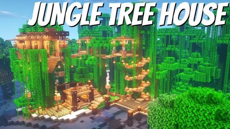 Minecraft Jungle House Survival Tree House, Tree House In Minecraft, Minecraft Jungle House, Minecraft Tree, House In Minecraft, Jungle Tree, Jungle House, Minecraft Funny, Minecraft Inspo