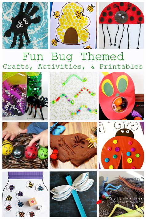 Fun bug themed crafts, activities, and printables for toddlers, preschoolers, and kindergartners. These hands-on activities are perfect for a bug themed unit, a rainy spring day, or a long summer day. #bugthemedactivities #toddlercrafts  #rainydaycrafts Bug Theme Activities, Bug Themed Crafts, Preschool Bug Theme, Me Worksheet, Free Printables For Kids, Bug Activities, Insects Preschool, Caterpillar Party, Bugs Preschool