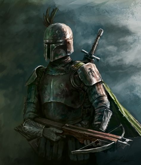 Boba Fett from the Past by Odobenus.deviantart.com on @deviantART Mandalorian Armor, Star Wars Character, Baguio, Star Wars Artwork, Fantasy Rpg, 판타지 아트, Boba Fett, Star Wars Universe, Medieval Fantasy