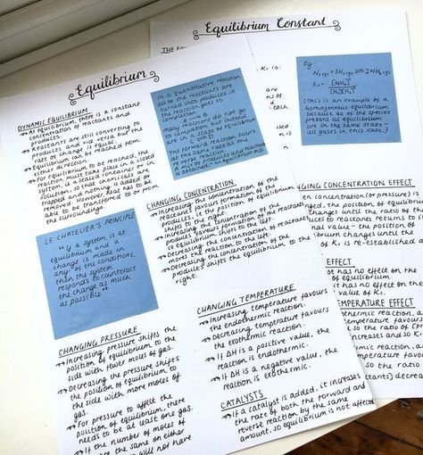 Equilibrium Chemistry Notes, Chemistry Equilibrium Notes, Equilibrium Notes, Blue Study Aesthetic, Post It Notes Aesthetic, Post It Aesthetic, Sampul Binder, Blue Study, Study Blue