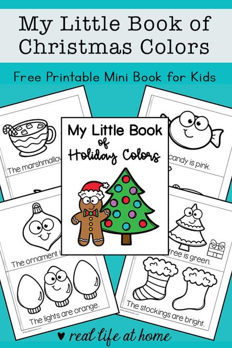 Work on reading, color recognition, and following directions with this free Christmas colors mini book about colors for preschool - 1st grade students. #PreschoolPrintables #KindergartenPrintables #ELAPrintables Mini Christmas Book Printable, Preschool Christmas Books And Activities, Free Christmas Printables Preschool, Kindergarten Christmas Worksheets Free, Christmas Craft Free Printable, Christmas Books For Preschool, Christmas Learning Activities Preschool Free Printable, Christmas Literacy Preschool, Free Preschool Christmas Printables