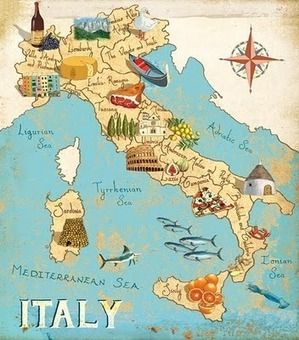 I have never been to Florence, Pisa, Rome, San Marino, Torino, and Venice, I would so like to though... Map Of Italy, Italy Map, Illustrated Map, Ely, The Map, Vintage Travel Posters, Dream Destinations, Albania, Oman