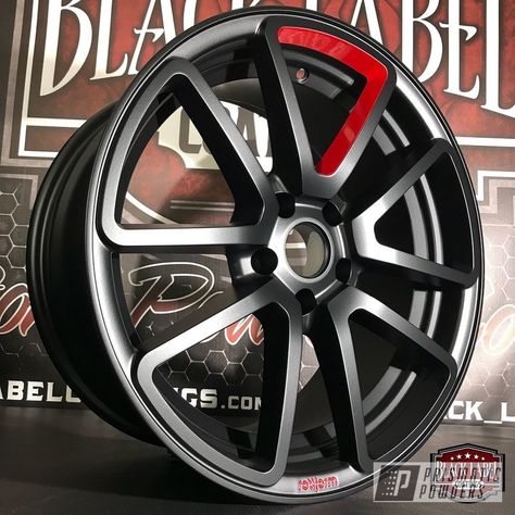 Powder Coated in RAL 3002 and BLACK JACK. See more of BLACK LABEL COATINGS projects at PrismaticPowders.com along with 1,000’s of other Powder Coating wheels. Alloy Wheels Design, Aveo Gt, Powder Coating Wheels, Car Sticker Ideas, Vw Wheels, Custom Wheels Cars, Car Stripes, Skoda Rapid, Truck Rims