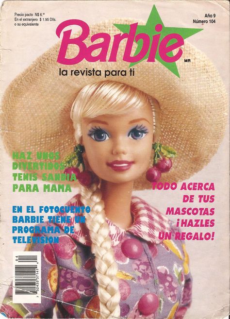 Barbie Magazine in Mexico from 90's Barbie Magazine, Barbie 80s, Barbie 90s, Barbie Printables, Im A Barbie Girl, Cherry Earrings, Barbie Birthday, Barbie Accessories, I Remember When