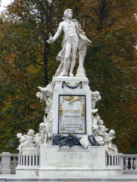 Wolfgang Amadeus Mozart's monument in the Burggarten, Vienna, Austria Image Classical Period, Vienna Austria, Vienna, Statue Of Liberty, Photo Gifts, Austria, Garden Sculpture, Photo Frame, Monument