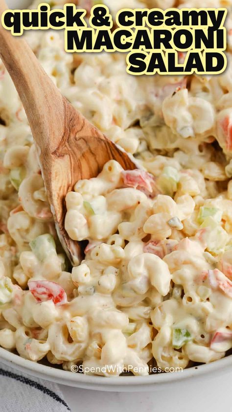 Macaroni Salad is creamy, flavourful, and filled with chunks of ham! Bring to a potluck or barbeque and watch it all disappear! Homemade Macaroni Salad, Mac Salad Recipe, Creamy Macaroni Salad, Hawaiian Macaroni Salad, Easy Macaroni Salad, Classic Macaroni Salad, Best Macaroni Salad, Easy Macaroni, Carrots Celery